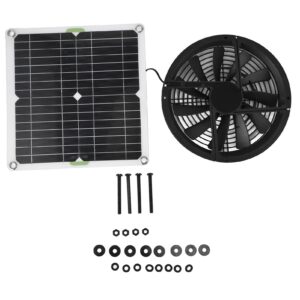 Ejoyous Solar Panel Fan Kit, 100W Waterproof Solar Powered Ventilation Fan Portable Round Exhaust Fan for Greenhouse, Pet Houses, Shed, Chicken Coops, Doghouse