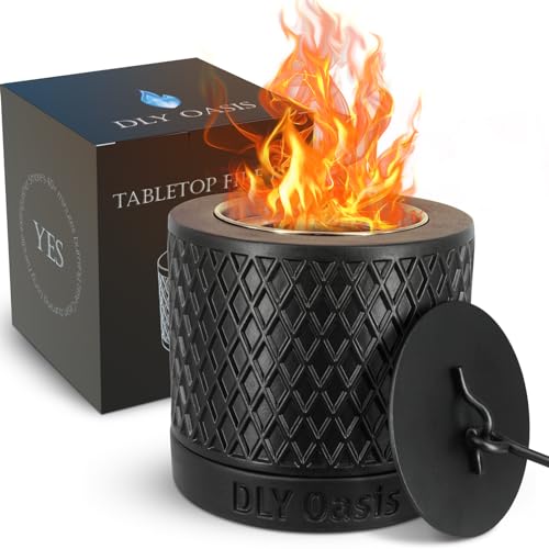 Concrete Tabletop Fire Pit - Ethanol Fire Pit, Table Top Fire Pit Bowl, Mini Fire Pit, Portable Fireplace for Indoor & Garden for Dinner Partlies, Home Decoration