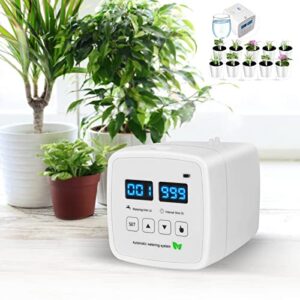 [upgraded pump] automatic drip irrigation kit, houseplants self watering devices, indoor irrigation system for 10 potted plants with 999-hours 5v usb programmable timer for vacation plants watering