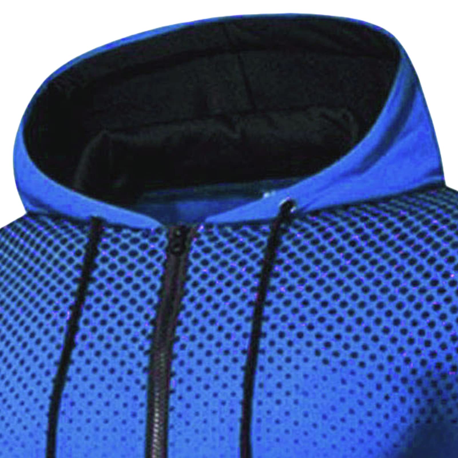 Maiyifu-GJ Men Full Zip Polka Dot Hoodies Casual Slim Fit Gym Hooded Sweatshirt Long Sleeve Sports Hoodie With Kanga Pocket (Blue,Large)