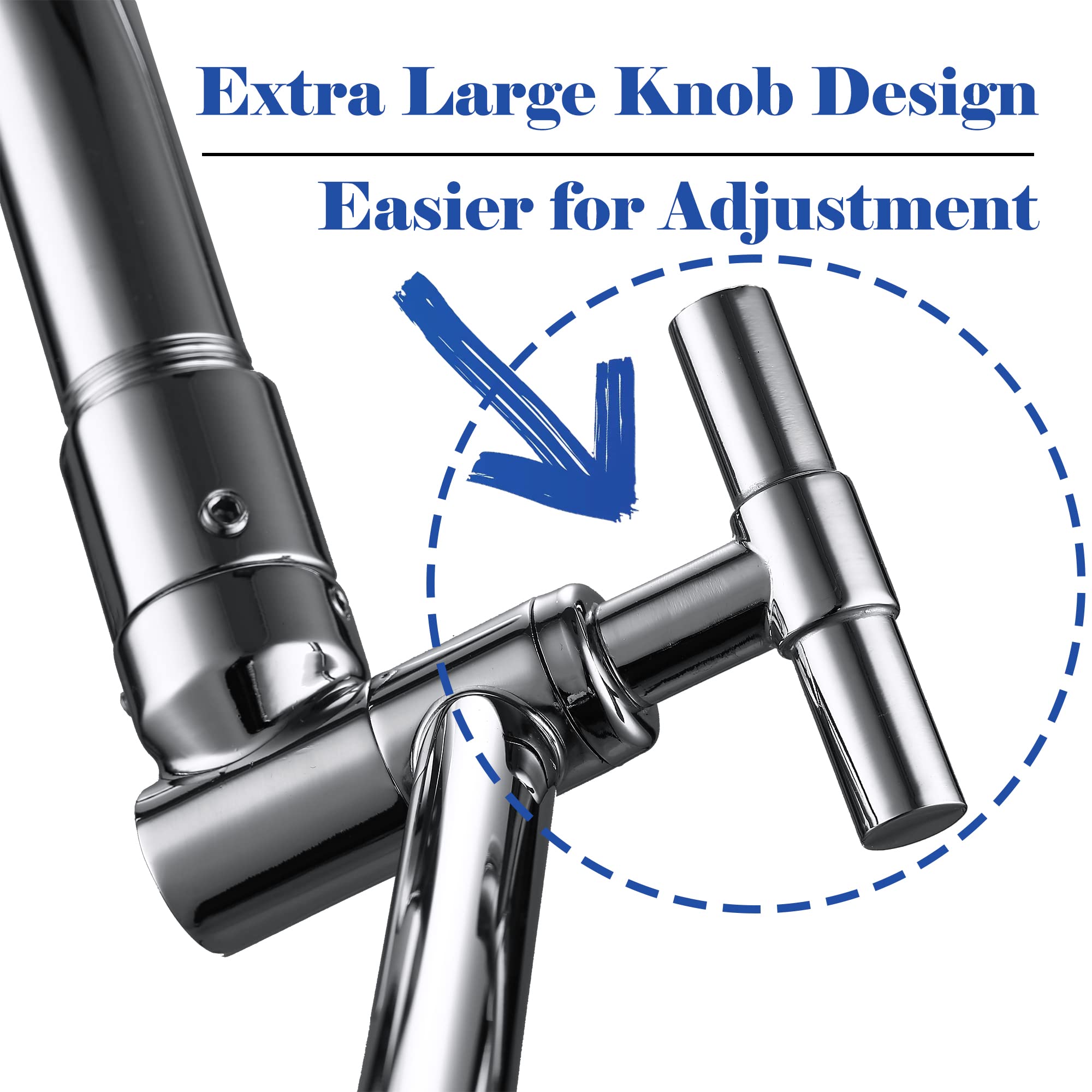 Shower Head Extension Arm - 13'' Shower Arm Extension for Rain Shower Head & Handheld Shower, Height and Range Adjustable, Shower Extension Arm with Locking Nuts, G1/2 Universal Connector, Chrome