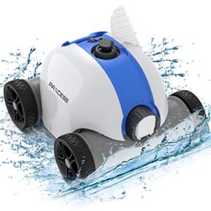 rock&rocker cordless robotic pool cleaner, automatic pool vacuum with dual-drive motors, up to 90 mins working time, for above/inground swimming pools up to 861 sq ft, blue