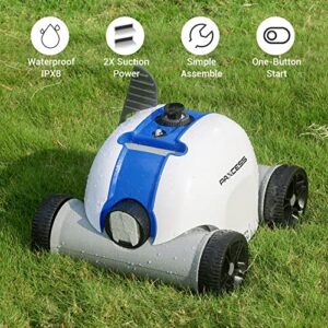 Rock&Rocker Cordless Robotic Pool Cleaner, Automatic Pool Vacuum with Dual-Drive Motors, Up to 90 Mins Working Time, for Above/Inground Swimming Pools Up to 861 Sq Ft, Blue