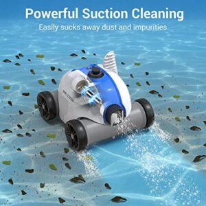 Rock&Rocker Cordless Robotic Pool Cleaner, Automatic Pool Vacuum with Dual-Drive Motors, Up to 90 Mins Working Time, for Above/Inground Swimming Pools Up to 861 Sq Ft, Blue