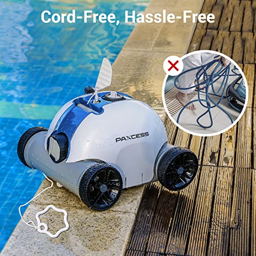 Rock&Rocker Cordless Robotic Pool Cleaner, Automatic Pool Vacuum with Dual-Drive Motors, Up to 90 Mins Working Time, for Above/Inground Swimming Pools Up to 861 Sq Ft, Blue