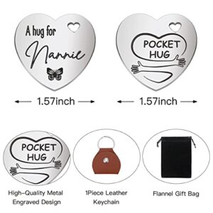 Inspirational Pocket Hug Token Gift for Grandma, Long Distance Relationship Keepsake Stainless Steel Double Sided Little Heart Shaped Pocket Hug Token Gift for Grandma Nana- A Pocket Hug for Nannie