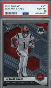 ja'marr chase 2021 panini mosaic football rookie card rc #307 graded psa 10