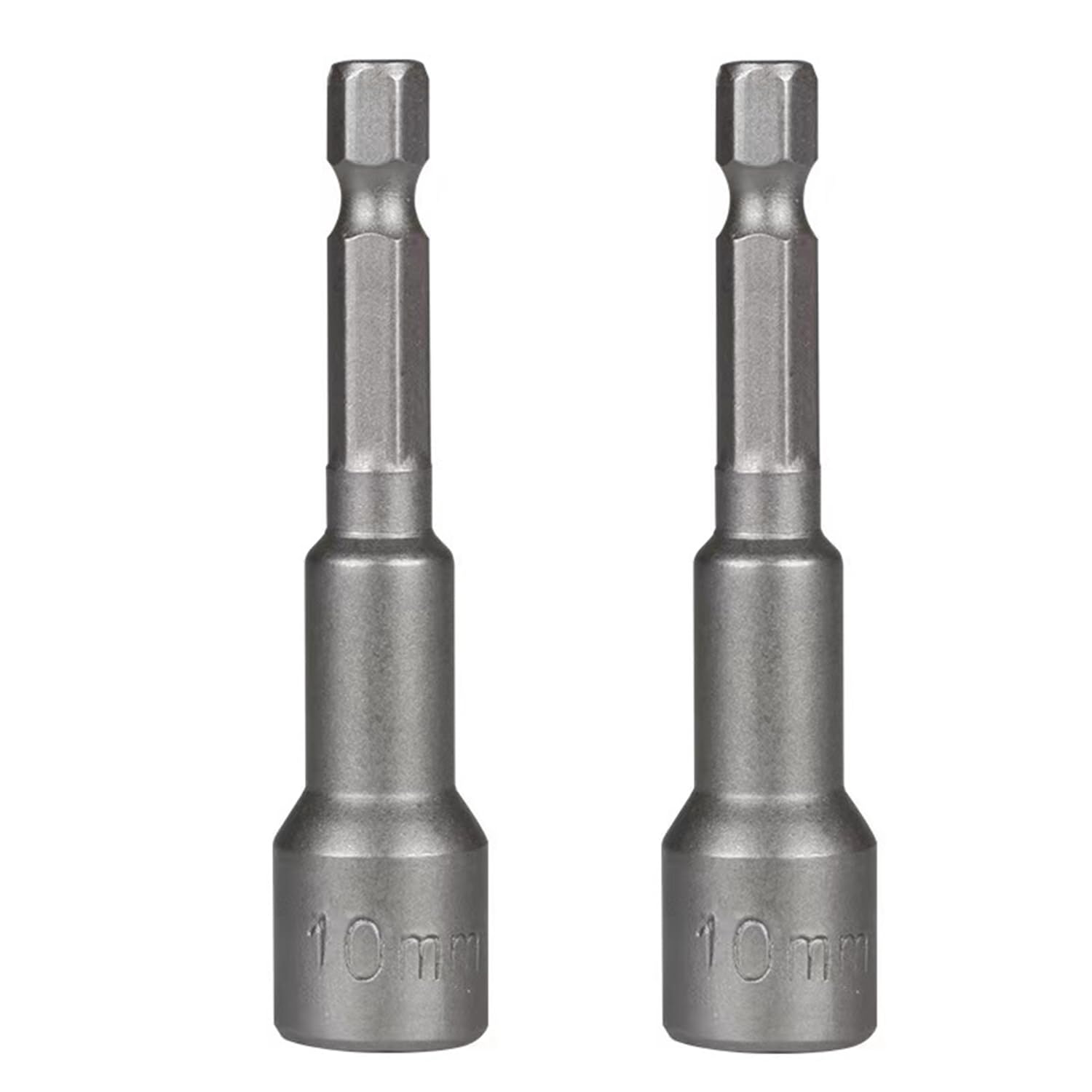 2pcs 1/4" Quick-Change Hex Shank 10mm nut driver magnetic ， 1/4 10mm nut driver bit,10mm hex nut driver bit ，65mm Length，Metric