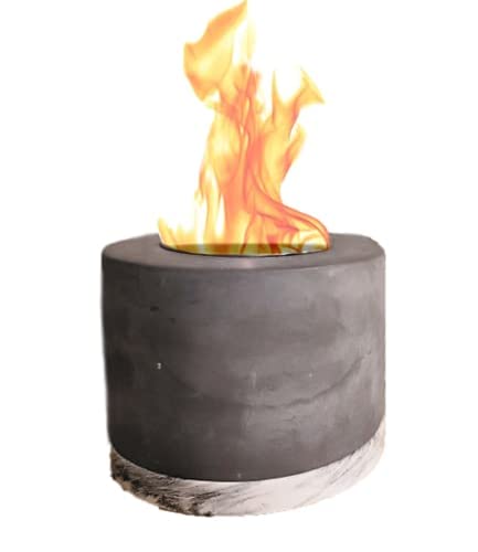Davis&Company Concrete Tabletop Fire Pit - Bundle Kit - Isopropyl Fire Pit, with Roasting Sticks, Mini Personal Fireplace for Indoor & Patio - Ethanol Fuel, with Portable Fuel Funnel