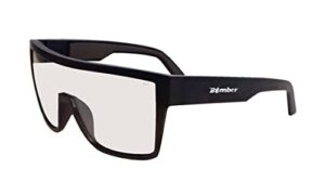 bomber saftey glasses for men and women, clear safety lens, with matte black square frameand non slip foam lining, removable side shields included, z87 compliant - bz101