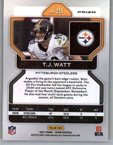 2021 Panini Prizm Prizm Red Ice #255 T.J. Watt Pittsburgh Steelers NFL Football Trading Card