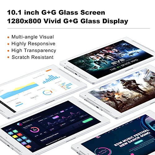 TJD Android 12 Tablets,10.1 inch Tablet PC, 4GB RAM 64GB ROM 512GB MicroSD, FHD IPS Display, Dual Camera, Double Stereo Speakers, Wi-Fi5.0/2.4, Bluetooth5.0, Google GMS Certified (Silver)