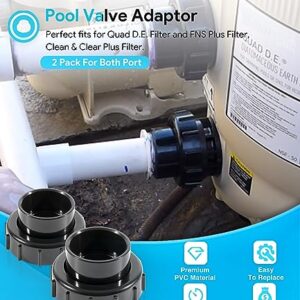 2 Pack 270100 Black Pool Valve Adaptor Replacement Kit for Quad D.E. Filter, FNS Plus Filter, Clean & Clear Plus Filter, Pool/Spa Cartridge Filter