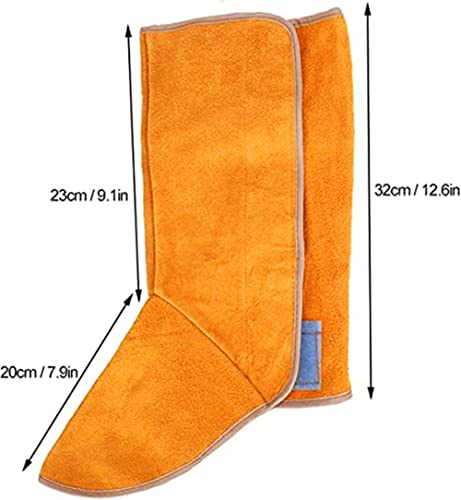 1 Pair of Leather Welding Insoles, Fire Resistant Welding Boots and Shoe Covers, Heat and Wear Welders Work Protection Foot Covers, Welding Safety Shoe Protectors, Welding Leggings