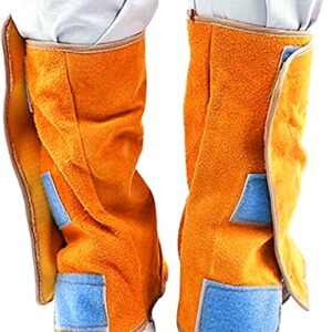 1 Pair of Leather Welding Insoles, Fire Resistant Welding Boots and Shoe Covers, Heat and Wear Welders Work Protection Foot Covers, Welding Safety Shoe Protectors, Welding Leggings