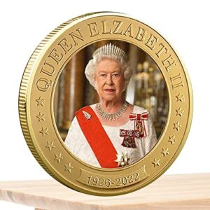 Naysku Queen Elizabeth II Commemorative, 1926-2022 Queen of England Collection Souvenir Coin, Uncirculated Coin in Memory of Her Majesty of The United Kingdom Souvenir Memorabilia Souvenir Gifts