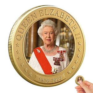 Naysku Queen Elizabeth II Commemorative, 1926-2022 Queen of England Collection Souvenir Coin, Uncirculated Coin in Memory of Her Majesty of The United Kingdom Souvenir Memorabilia Souvenir Gifts