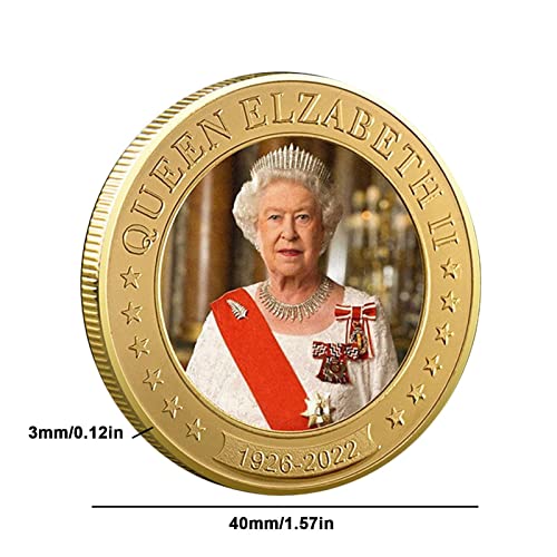 Naysku Queen Elizabeth II Commemorative, 1926-2022 Queen of England Collection Souvenir Coin, Uncirculated Coin in Memory of Her Majesty of The United Kingdom Souvenir Memorabilia Souvenir Gifts