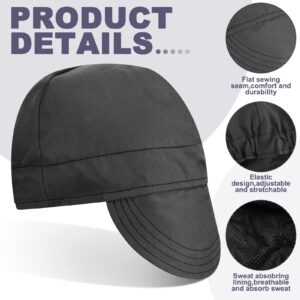 Janmercy 2pcs Welding Caps for Men Flame Resistant Cotton Welding Hat Welder Caps Mesh Inside Liner Elastic Low Crown (Black Gray)