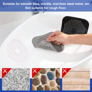 6 Pcs Shower Drain Hair Catcher Silicone TPR Square Drain Cover Hair Trap for Shower Drain Bathtub Bathroom Kitchen with Suction Cups, Grey Black White