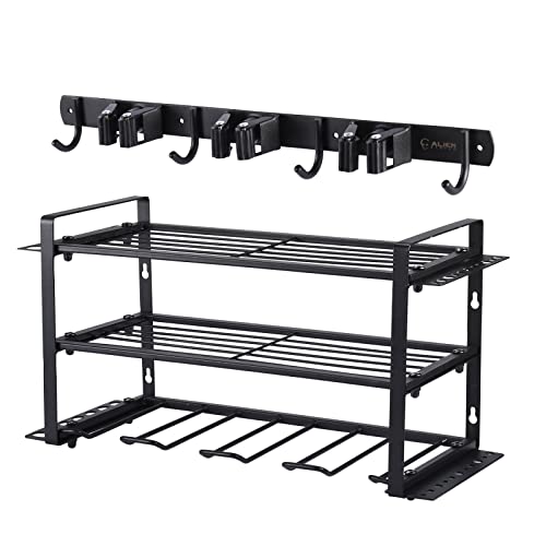 ALIEN SYSTEM Power tool shelf and storage hooks (Power tool organizer & Mop holder)