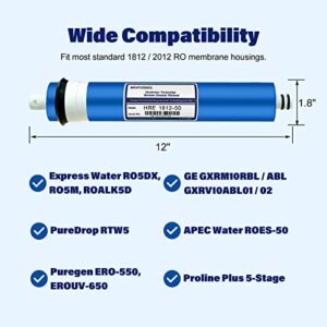 MOPUEHEL 50 GPD Reverse Osmosis Membranes, RO Membrane Filter Replacement, Compatible for RO5DX / RO5DXC / RO5XBN / RO5XCBN RO5M / RO5MX2 / RO5MXBN / RO5MXC / ROES-50 / MEM-ES-50 / GXRM10RBL (1 Pack)