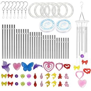 SAIDIC 100PCS Wind Chime Parts Wind Chime Tubes Wind Chime DIY Supplies DIY Wind Chime Kit Windchime Kits Glass Beads Acrylic Wind Chime Pendant for Adults Kids Arts and Crafts