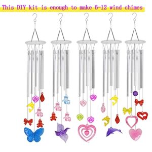 SAIDIC 100PCS Wind Chime Parts Wind Chime Tubes Wind Chime DIY Supplies DIY Wind Chime Kit Windchime Kits Glass Beads Acrylic Wind Chime Pendant for Adults Kids Arts and Crafts