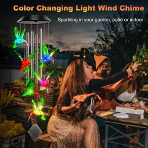 Soopau Hummingbird Solar Wind Chimes for Outside, Unique Christmas/Mother's Day/Birthday Gifts for Mom Women Grandma Wife Daughter Sister, Color Changing Wind Chime Light for Patio, Garden, Yard Decor