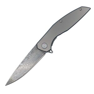r8318 flipper folding knife 67-layer vg10 damascus steel blade cnc tc4 titanium alloy, outdoor camping hiking fishing edc pocket folder knives