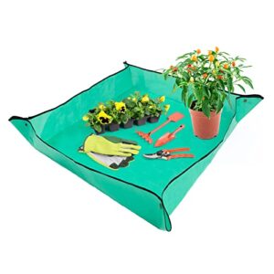 naokboee 39.4" x 39.4" plant repotting mat, waterproof portable gardening mat for indoor outdoor plant transplanting, thicken pe mat transplanting mat