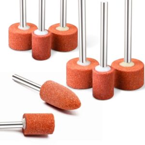 abrasive grinding stone set, 42 pcs sanding bits aluminium oxide grinding with 1/8" shank compatible with dreme rotary tool for metal rust removal, smoothing, deburring