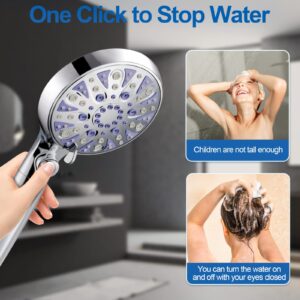 High Pressure 10-mode Detachable Shower Head with Handheld, Showerhead with ON/OFF Pause Switch, 15 Stage Water Softener Filters for Hard Water Remove Chlorine, Meet cUPC and CEC Certification