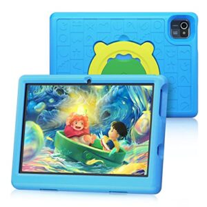 freeski kid tablet 10 inch, android 10 tablet for kids, 10.1’’ hd ips display tablet pc, kidoz pre installed, parental control, 2gb +32gb, quad core processor, wi-fi, bluetooth, kid-proof case (blue)