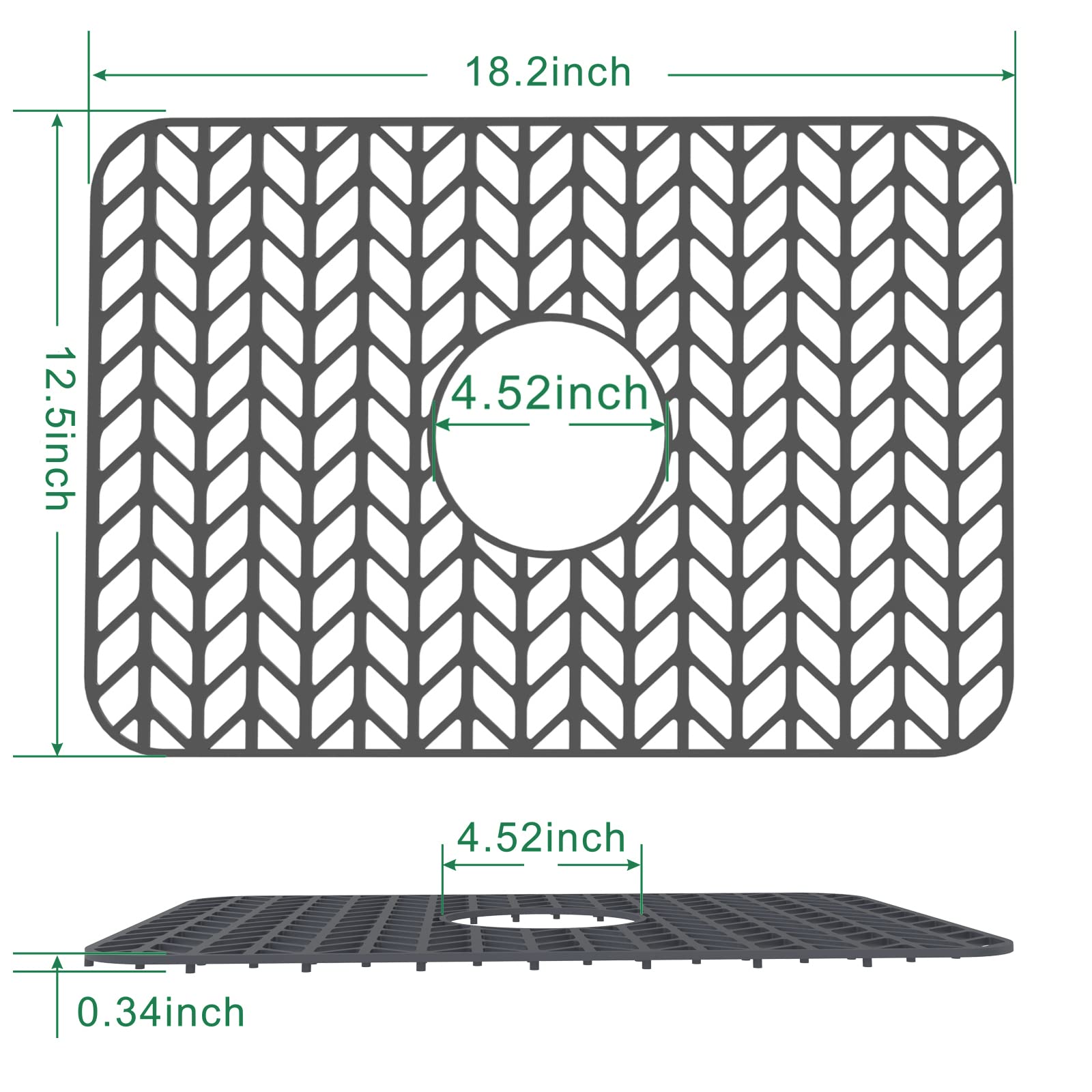 AWOKE Sink Protectors for Kitchen Sink | 18.2"x 12.5" Kitchen Sink Mats for Bottom of Kitchen Sink | Sink Inserts for Kitchen Sink of Stainless Steel Sink | Center Drain (Grey)