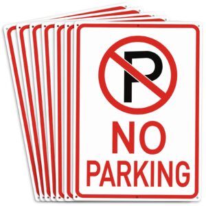 6 pcs no parking signs with symbol sign 14 x 10 inches reflective aluminum nonparking sign, uv protected, weather resistant, waterproof, durable ink industrial warning signs, easy to mount