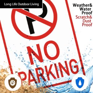 6 Pcs No Parking Signs with Symbol Sign 14 x 10 Inches Reflective Aluminum Nonparking Sign, UV Protected, Weather Resistant, Waterproof, Durable Ink Industrial Warning Signs, Easy to Mount