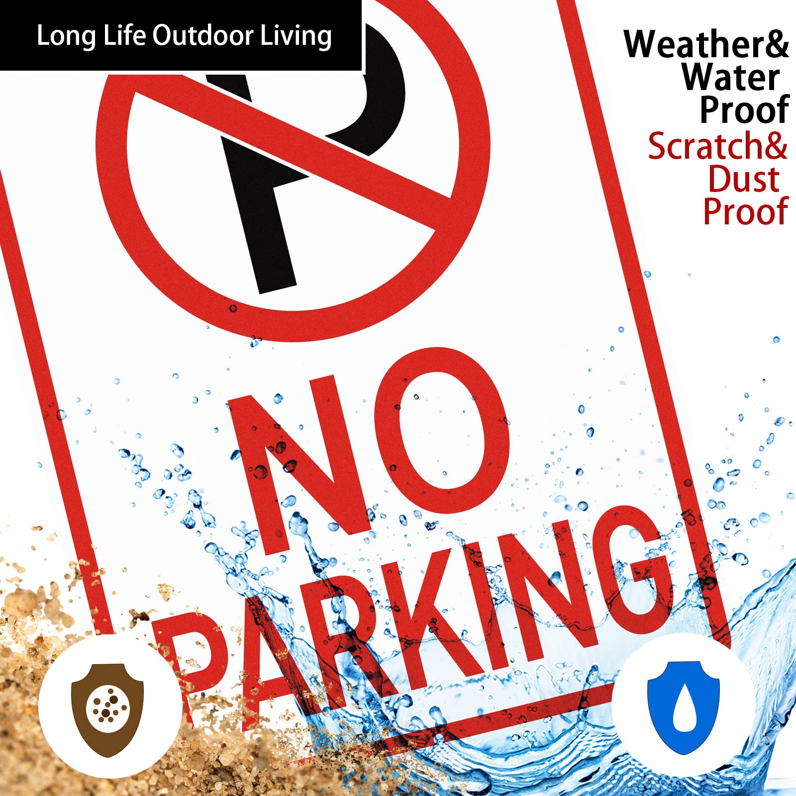 6 Pcs No Parking Signs with Symbol Sign 14 x 10 Inches Reflective Aluminum Nonparking Sign, UV Protected, Weather Resistant, Waterproof, Durable Ink Industrial Warning Signs, Easy to Mount