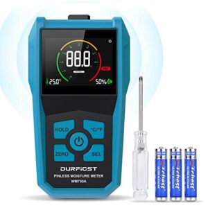 wood moisture meter, durficst moisture meter for walls, digital pinless wood moisture meter tester with humidity and audible & visual alerts, for wood firewood moisture meter paper floor