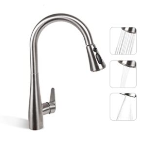 kitchen faucet with pull down sprayer, kitchen sink faucet black for rv bar laundry sink stainless steel faucets high arc 3 modes with water lines