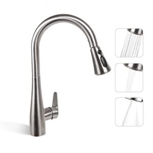 Kitchen Faucet with Pull Down Sprayer, Kitchen Sink Faucet Black for RV Bar Laundry Sink Stainless Steel Faucets High Arc 3 Modes with Water Lines