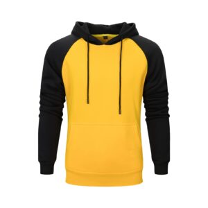 maiyifu-gj men's fleece color block pullover hoodies slim fit drawstring hooded sweatshirt casual long sleeve gym hoodie (yellow,x-large)