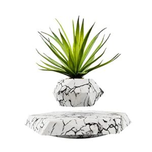 hcnt floating plant pot - levitation air bonsai pot for succulents, floating planter, potted plant home, office & decor in flower pots for home. (marble)