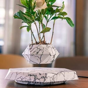 HCNT Floating Plant Pot - Levitation Air Bonsai Pot for Succulents, Floating Planter, Potted Plant Home, Office & Decor in Flower Pots for Home. (Marble)