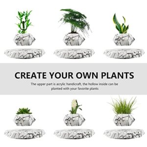 HCNT Floating Plant Pot - Levitation Air Bonsai Pot for Succulents, Floating Planter, Potted Plant Home, Office & Decor in Flower Pots for Home. (Marble)
