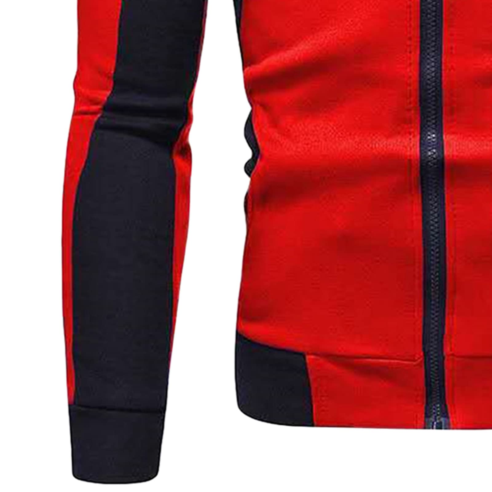 Maiyifu-GJ Men's Slim Fit Zip Up Hoodie Zipper Fleece Color Block Hooded Sweatshirts Long Sleeve Lightweight Hoodies Jacket (Red,Medium)