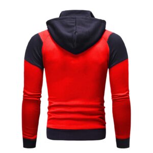 Maiyifu-GJ Men's Slim Fit Zip Up Hoodie Zipper Fleece Color Block Hooded Sweatshirts Long Sleeve Lightweight Hoodies Jacket (Red,Medium)