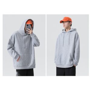 Maiyifu-GJ Men's Solid Loose Fit Pullover Hoodies Casual Athletic Hooded Sweatshirts Long Sleeve Hoodie with Kanga Pocket (Light Grey,Medium)