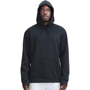 maiyifu-gj men's solid loose fit pullover hoodies drawstring running hooded sweatshirts long sleeve hoodie with kanga pocket (black,x-large)