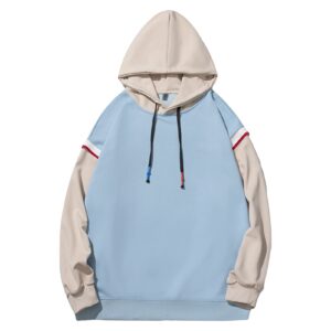 maiyifu-gj men's color block casual hoodie pullover hip hop patchwork hooded sweatshirt casual long sleeve hoodies outwear (light blue,x-large)